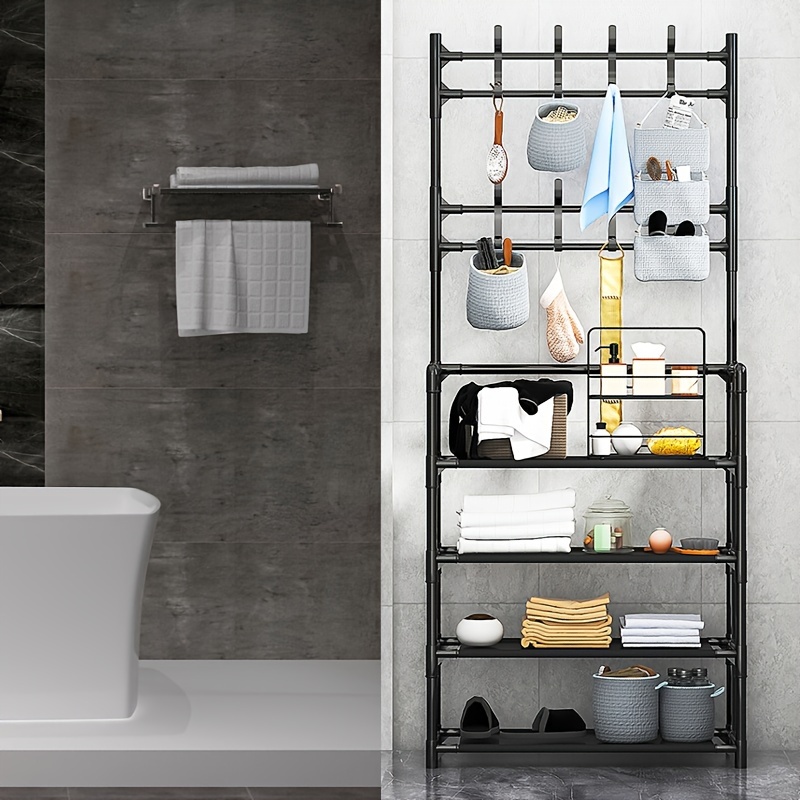 Perchero de aluminio para baño, accesorios de pared para cuarto de ducha,  colgador de toallas multicapa