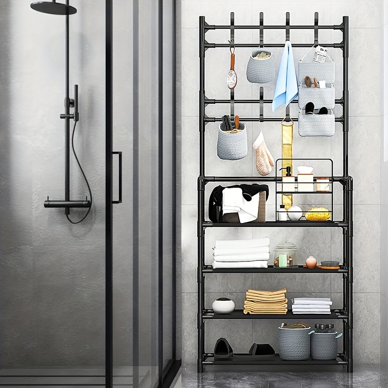 Punch-free Bathroom Storage Rack, Toilet Waterproof Paste Shelf, Shampoo  And Shower Gel Shelf, Multi-purpose Aluminum Non-rusting Hanging Rack,  Single Layer And Double Optional Layer - Temu