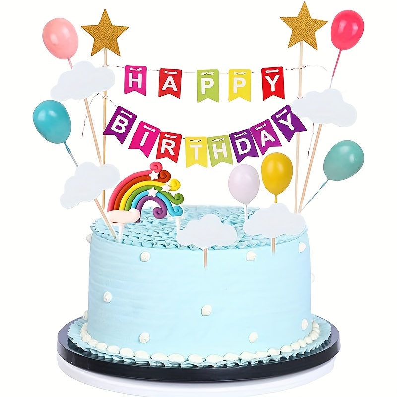 Happy Birthday Cake Topper, Colorful Cake Topper, Star Birthday Cake Topper,  Rainbow Cake Topper, Happy Birthday Pastel Topper, Pastel Cake 
