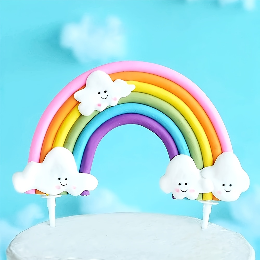 Décoration de gâteau arc-en-ciel avec boules, fleurs et papillons pour fête  prénatale, garçons et filles, fournitures de fête à thème bohème (colorée)