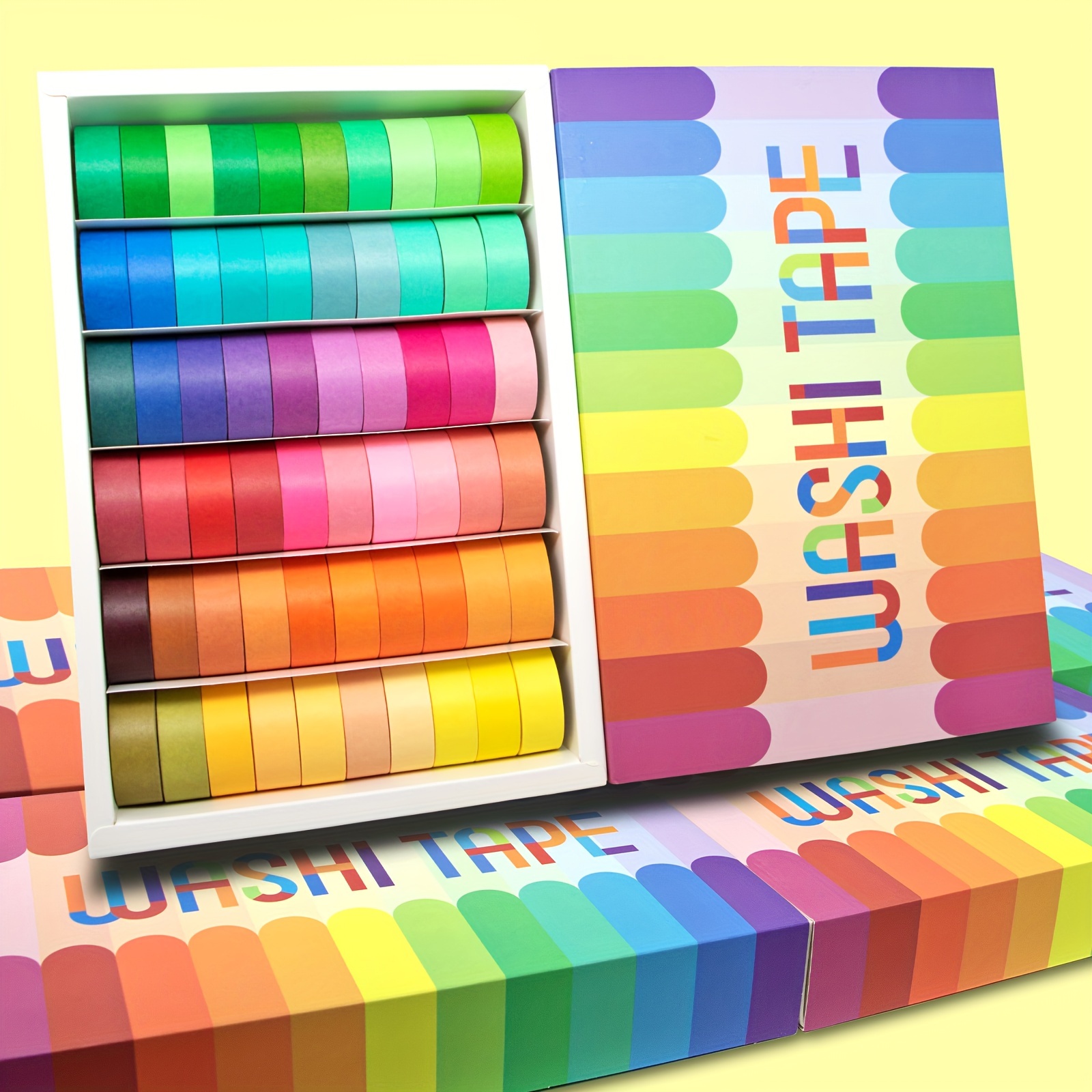 6/12pcs Rainbow Color Washi Tapes Set 7.5mm 15mm Basic Adhesive Masking  Tape Decoration Stickers