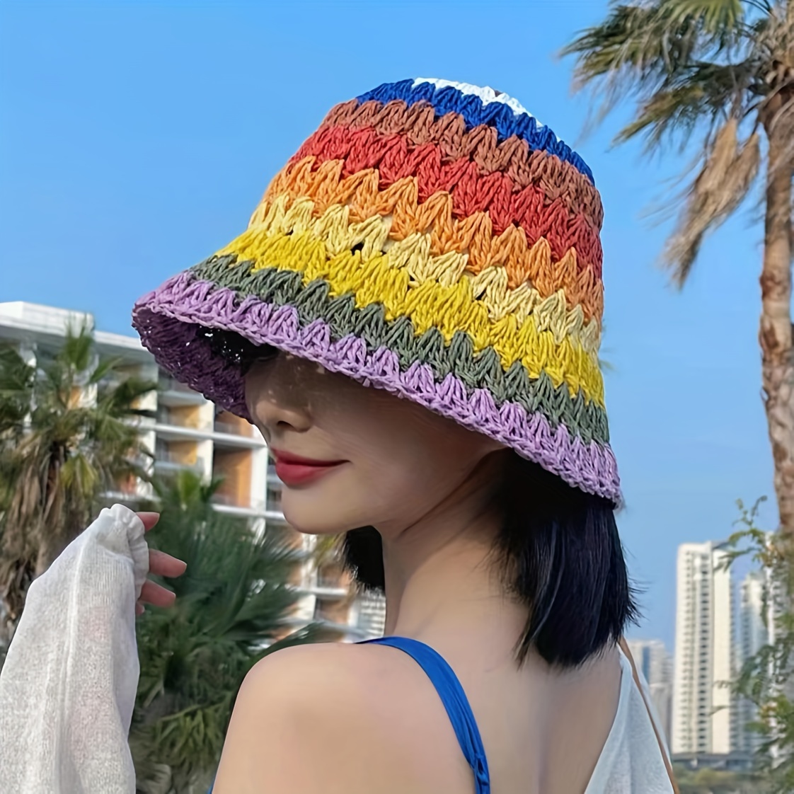 Ombrello Arcobaleno Cappello Ombrello Regolabile Cappello - Temu Italy