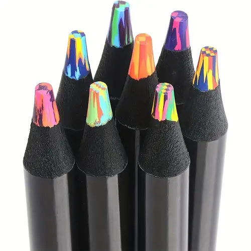 6in1 Black Wooden Rainbow Pencils Bulk Multicolored Pencils
