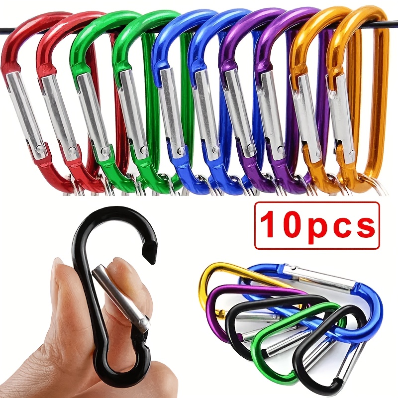 10 Pcs Large Carabiner D Ring Clip Hook Durable Keychain Camping  Accessories Compatible Outdoor, Fishing, Hiking, Traveling