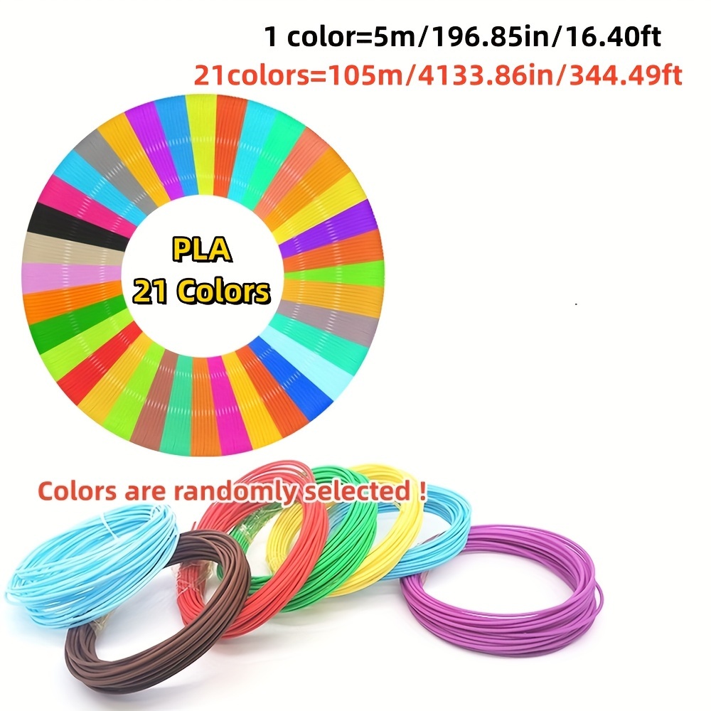 3D Pen Filament PLA Refills 20 Colors, 5m Per Color, Total 100m, 1.75mm  Filament For 3D Pen, Compatible With 3D Printing Pen (Random Color)