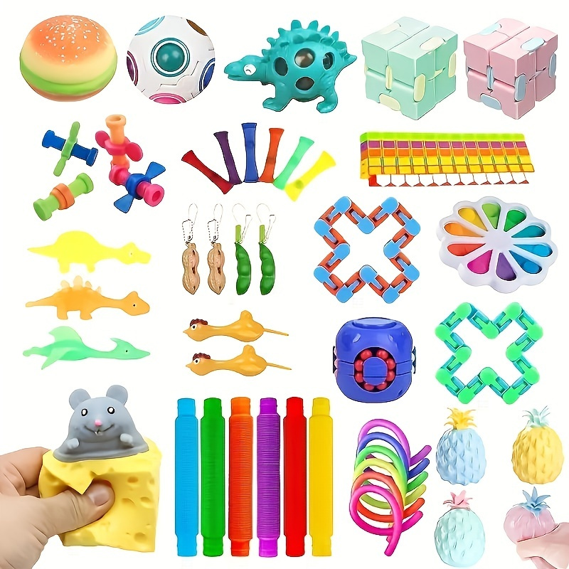 2 Pack Pop Tubes Toddler Sensory Toys, Creative Fidget Dog Toys Flexible  and Variable with Pop Sound, New Stress Relief Fidgets Gift for 3-12 Ages