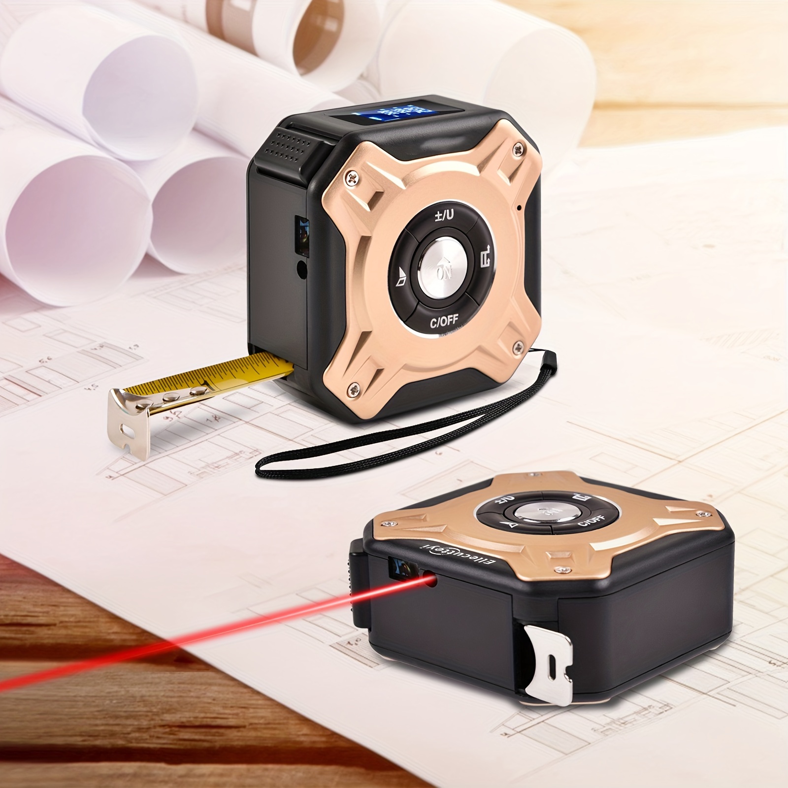 Medidor de distancia laser 131Ft cinta de medir 16ft impermeable recargable  LED