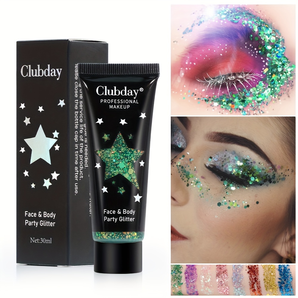  CCbeauty White Body Glitter,Face Glitter Gel,Singer Concerts  Music Festival Rave Accessories,Sequins Glitter Face Paint,Chunky Glitter  for Eye Lip Hair,Sparkling Holographic Gel for Women,50ml : Beauty &  Personal Care
