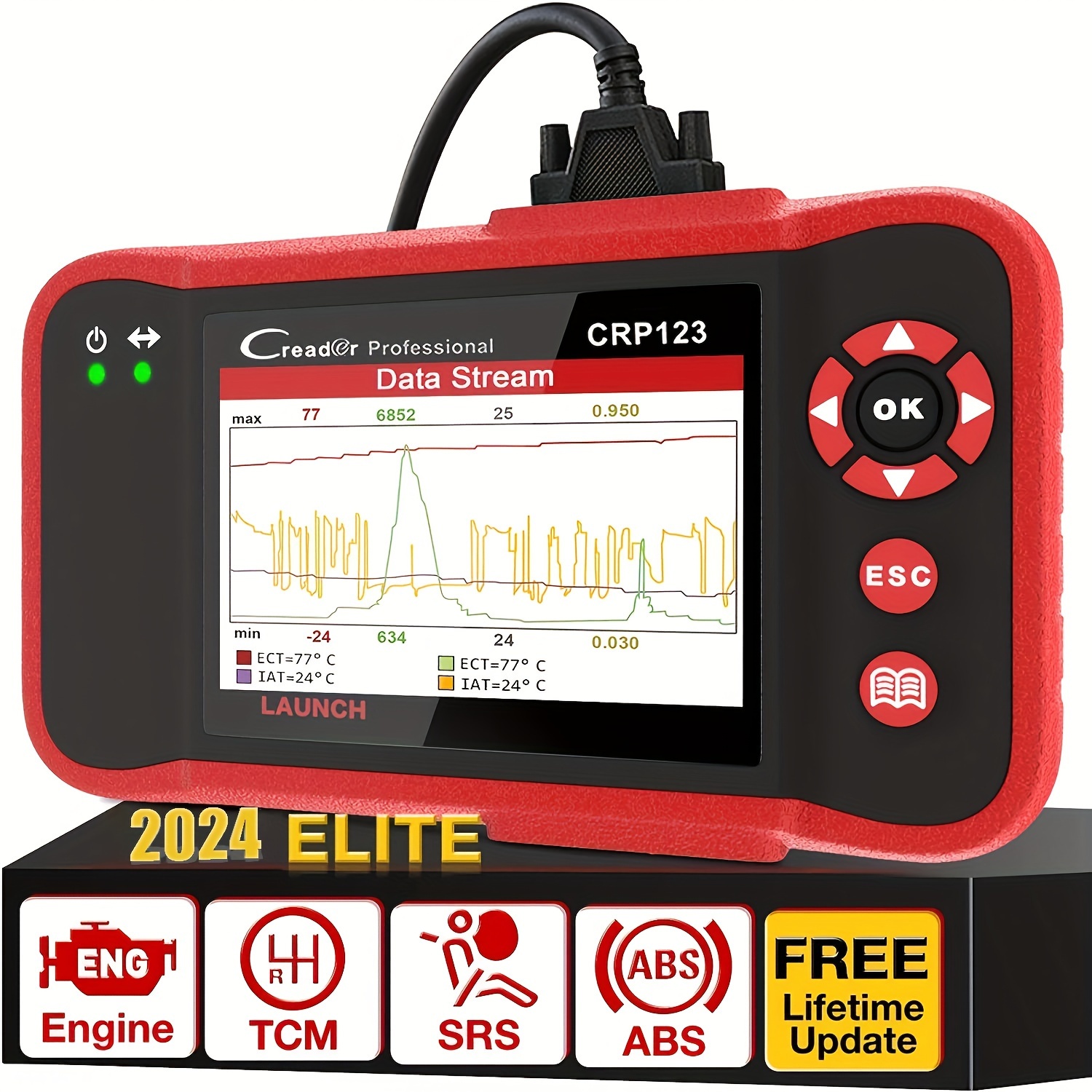 LAUNCH CRP123E PLUS Full Systems Car Diagnstic Tools OIL ETC SAS Reset  Service OBD2 Scanner Battery Test Auto VIN scan Tool