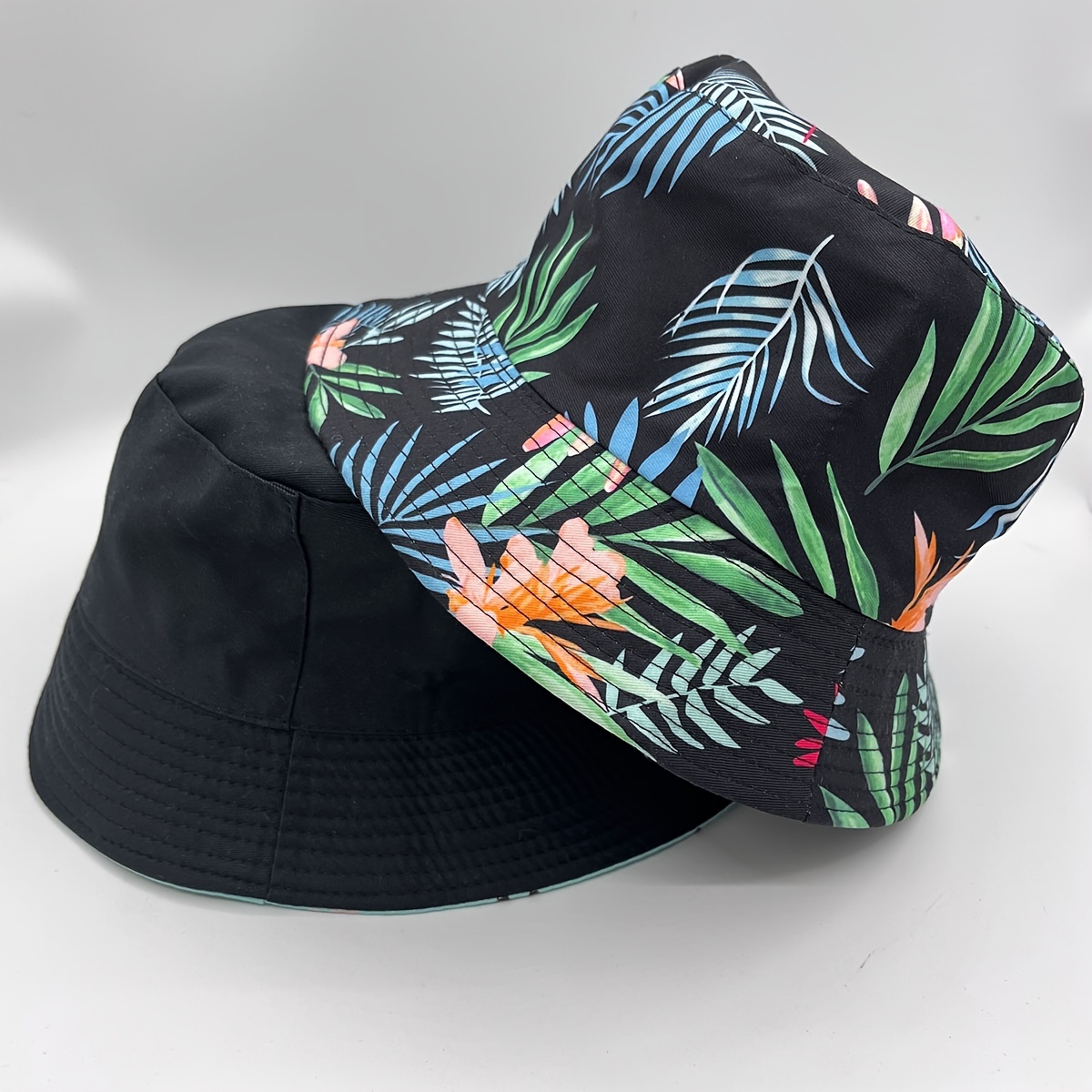 Blue Sun Print Retro Hat, Men's Bucket Spring and Summer Graffiti Beach Hat for Men,Casual,Temu