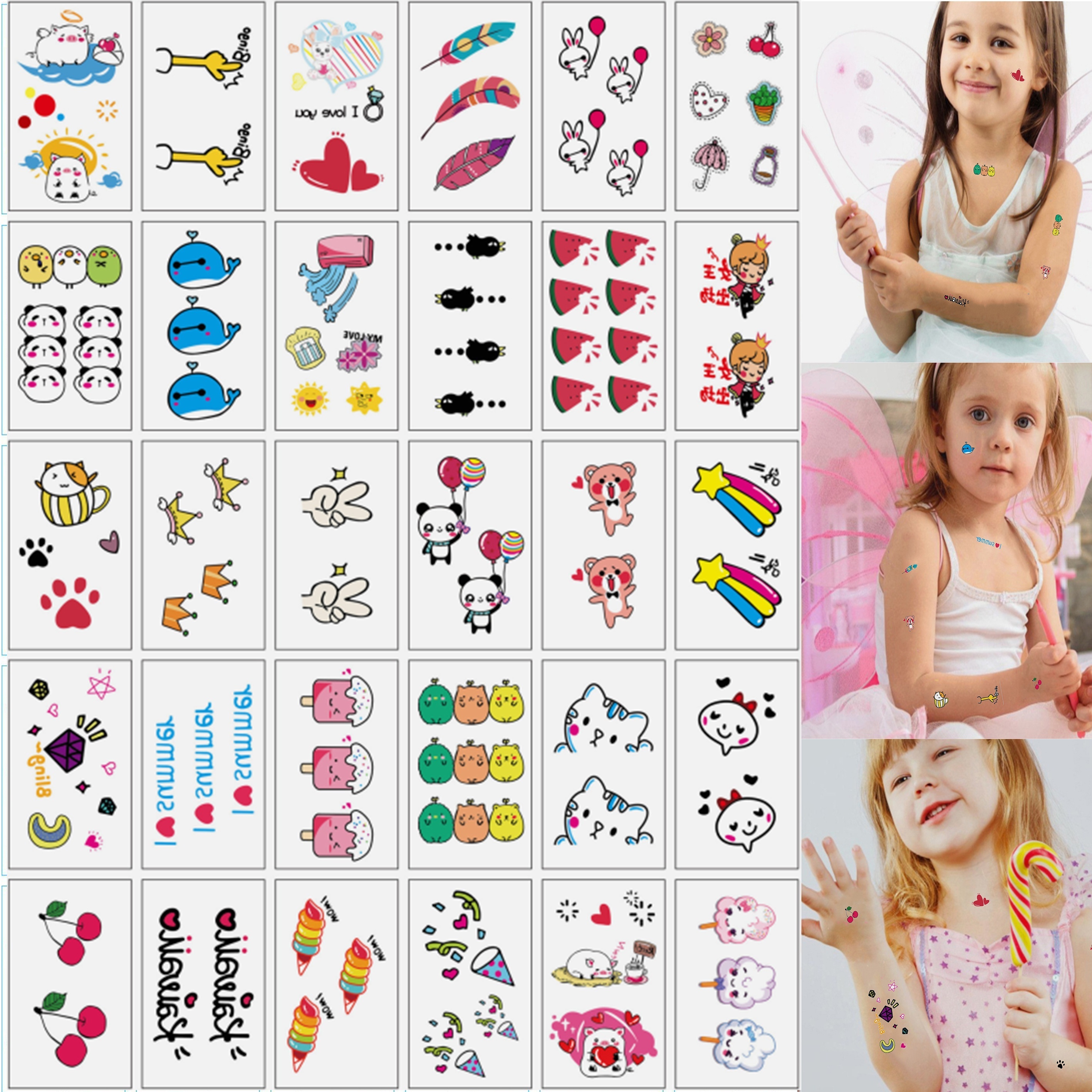 50 Pcs Lindos Tatuajes Temporales 3d Dibujos Animados Niños - Temu