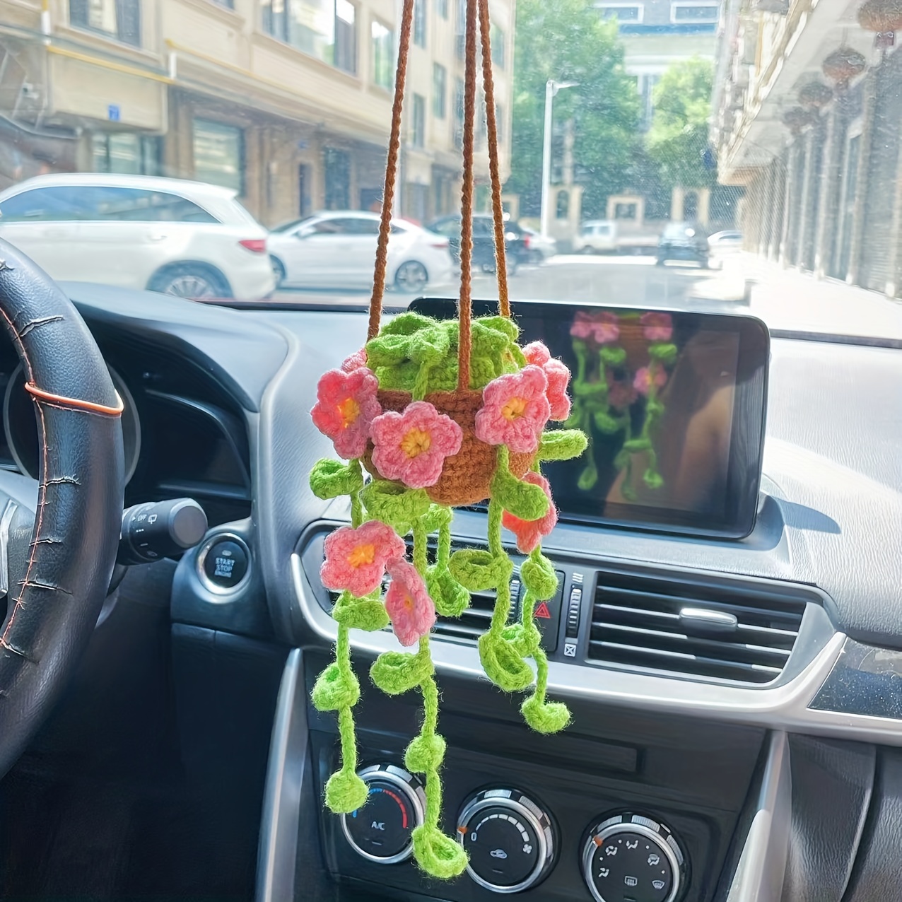 2pcs Small Peach Flower Car Air Outlet Perfume Decoration Car Accessories,  For Women Men (Pink, White)