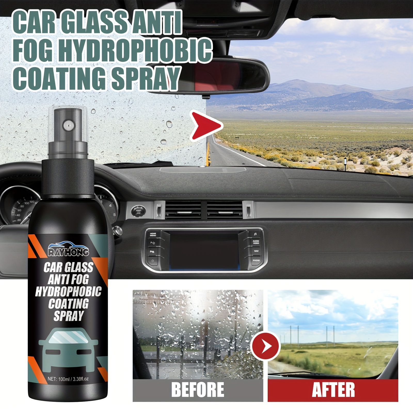 Luckxing Spray antivaho para Coche - Limpiador antivaho para automóviles |  10 onzas líquidas Limpiador Oz para Auto y hogar para anteojos, vidrios sin