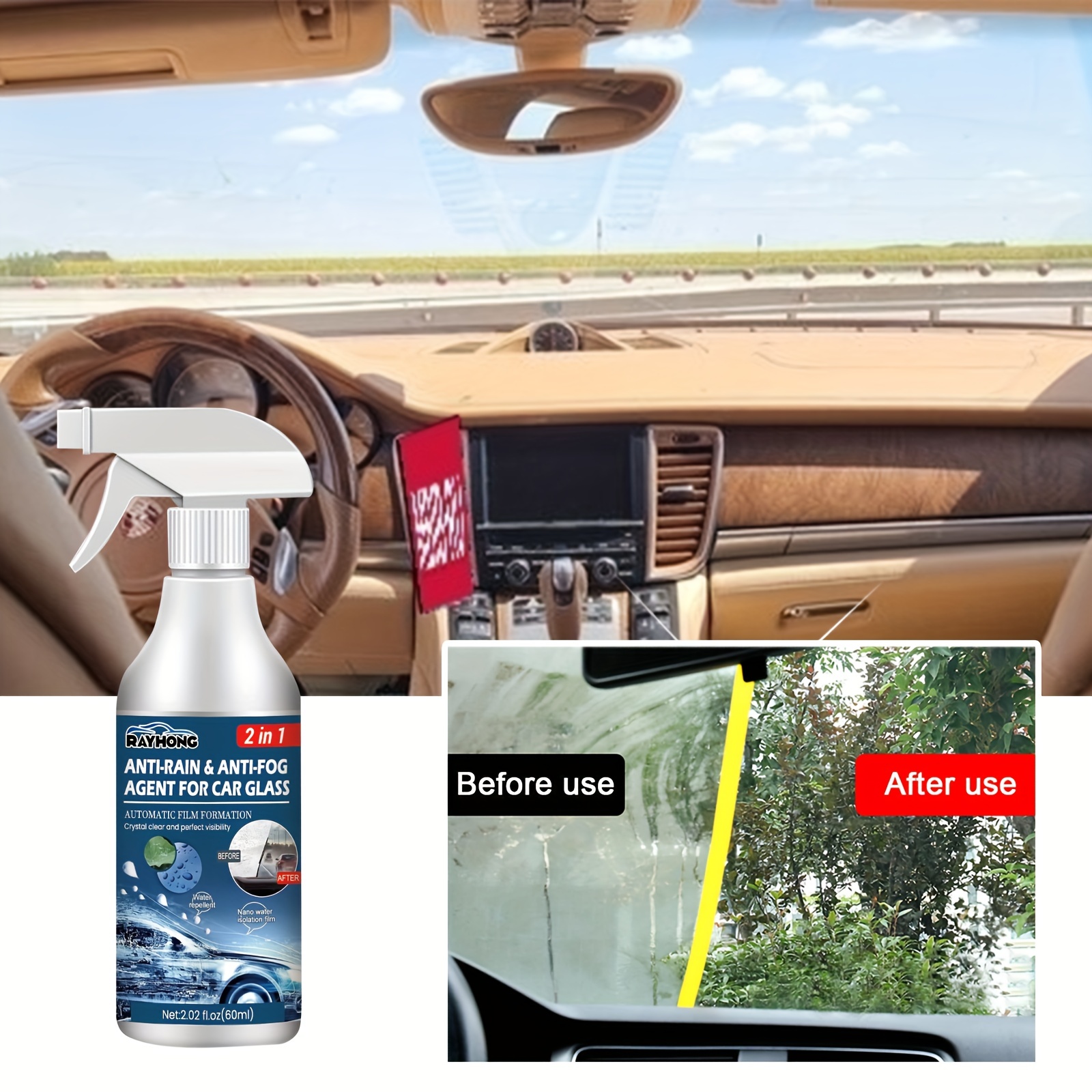 1pc Like Crystal Clear View : Car Anti-Fog Spray, For Windshield Defogging  And Glass Cleaning