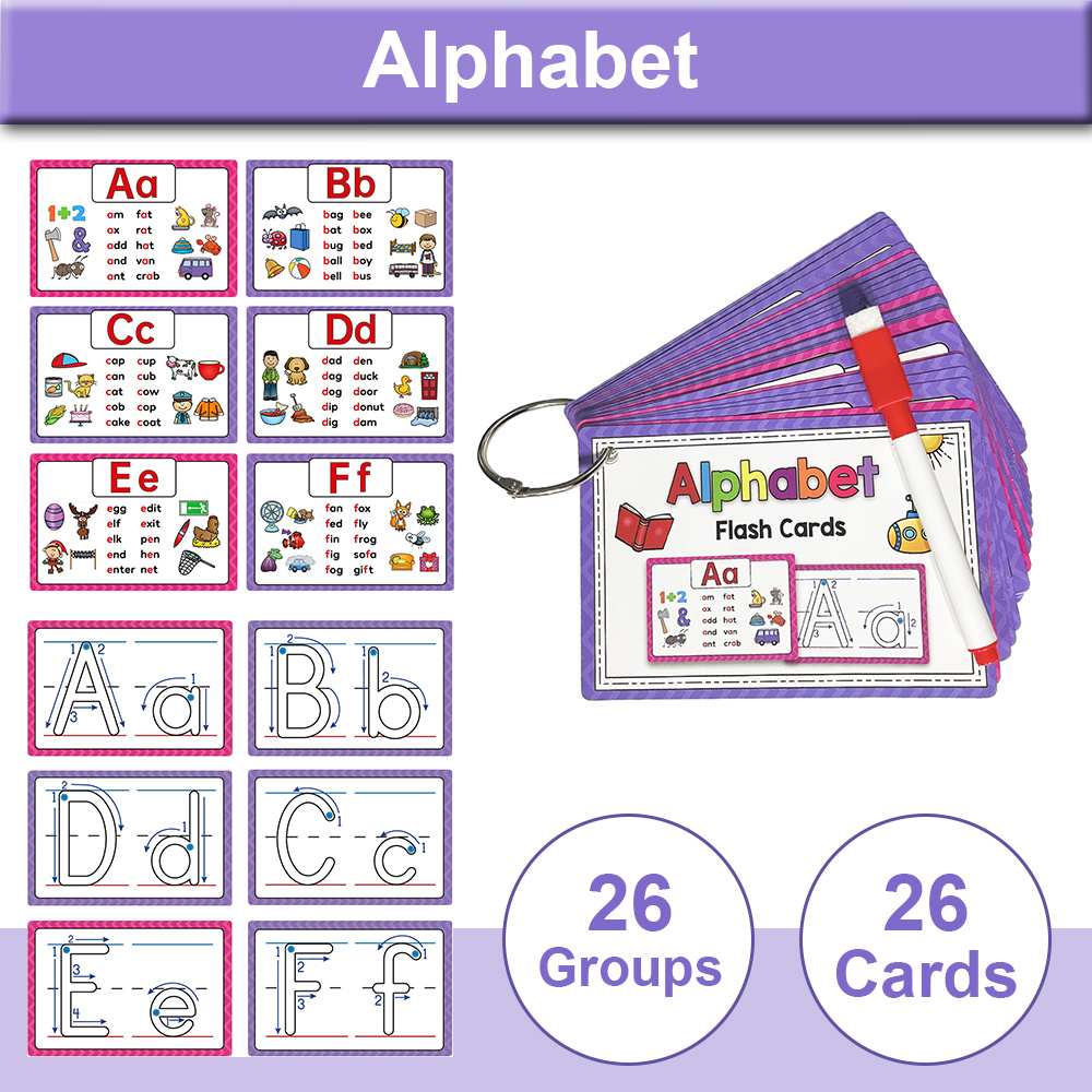 Jeux de lettres correspondants?pour les enfants de 3 à 8 ans, 2 en 1  Orthographe et lecture?Jouets éducatifs Cartes flash?Reconnaissance  numérique et couleur?Apprentissage préscolaire Sight Wor