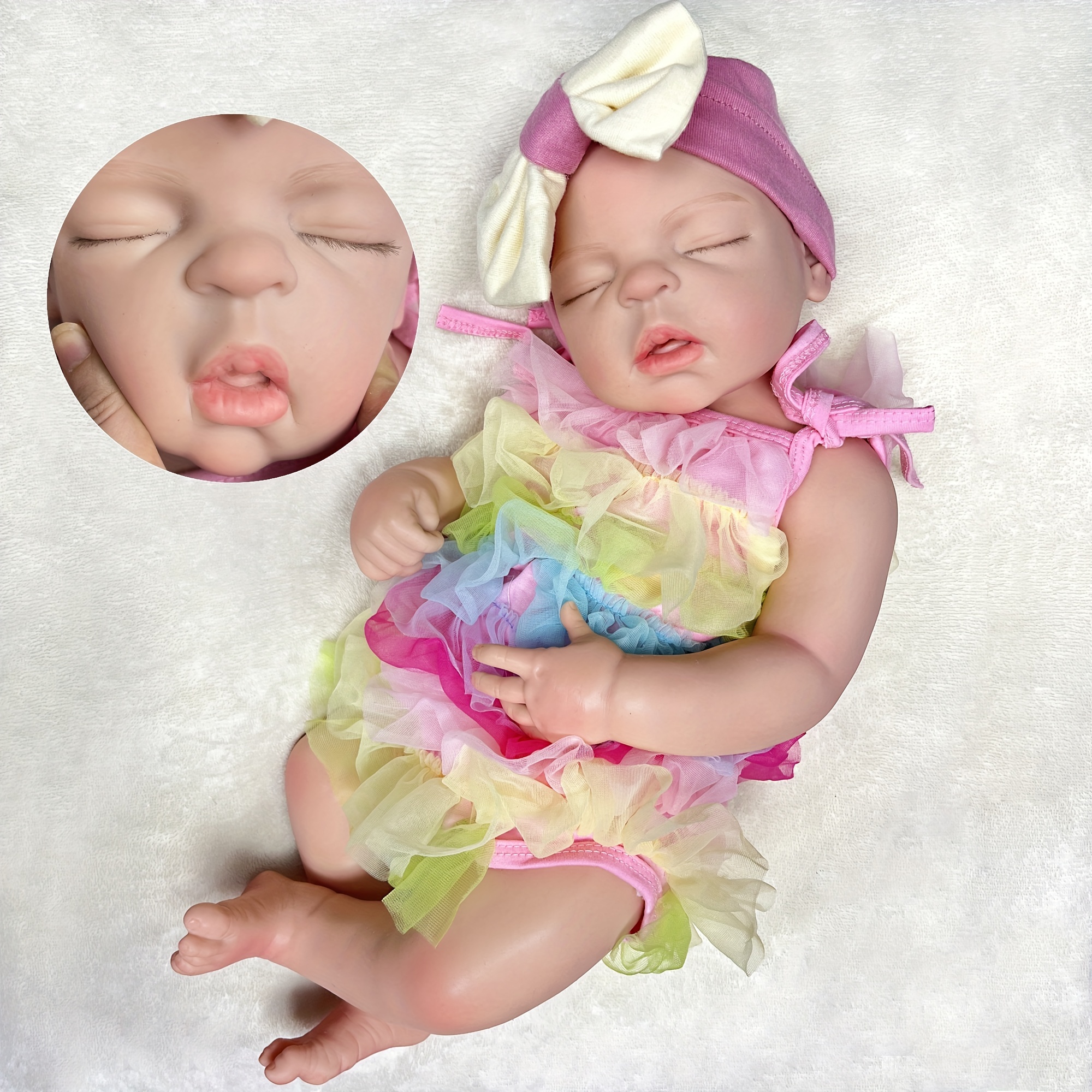 Reborn Baby Dolls Girls Silicone Full Body Lifelike Reborn Doll  Sleeping Anatomically Correct Washable Toy Doll Reborn Babies 20inch 50cm  Pink : Toys & Games