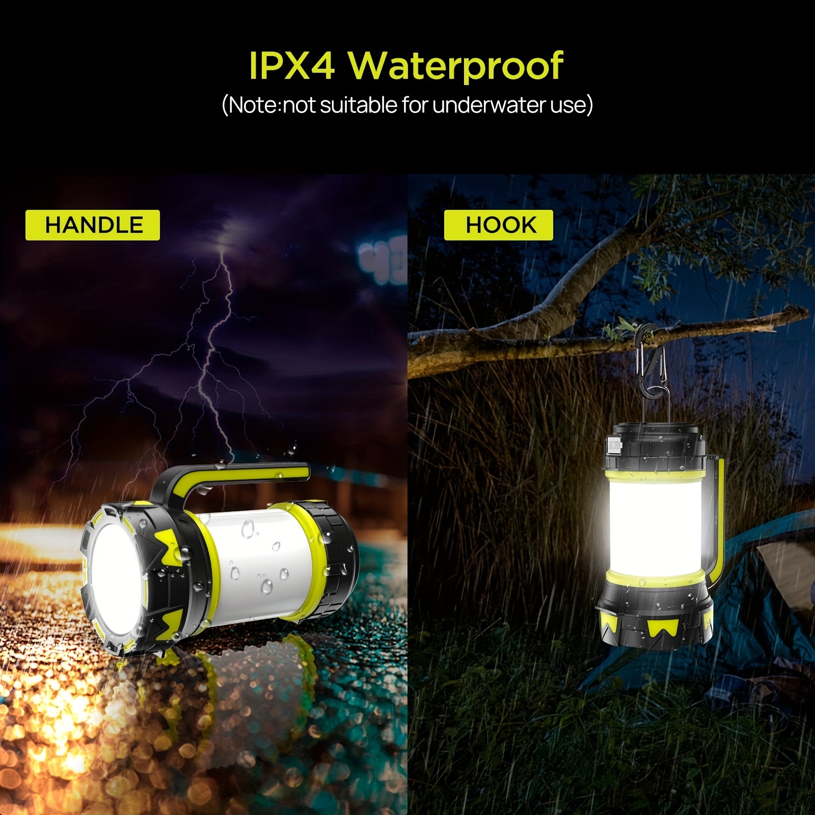 Rechargeable Camping Lantern Flashlight With 6 Modes, 3000mah Power Bank,  And Waterproof Design - Perfect For Outdoor Adventures And Emergencies -  Temu