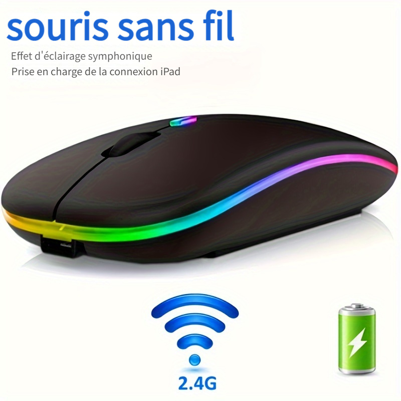 Souris sans fil Bluetooth souris Rechargeable souris sans fil pour  ordinateur portable souris de jeu ergonomique