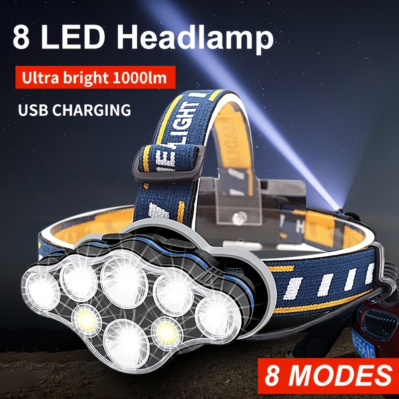 BES-30840 - SPORT E ARTICOLI DA VIAGGIO - beselettronica - Torcia lampada  frontale 7 LED da testa ricaricabile regolabile notturna TE-B0318