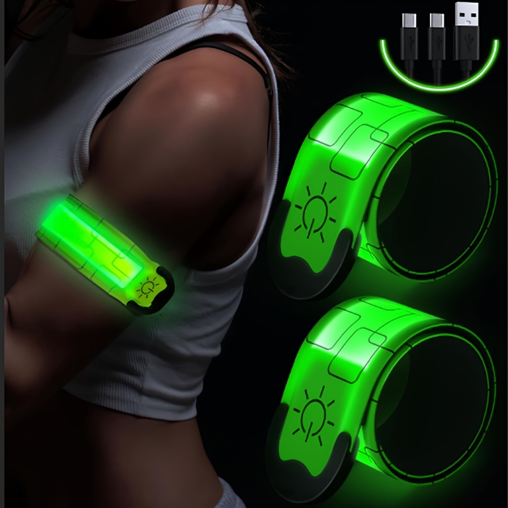 4 Pcs Led Reflective Armband Usb Rechargeable Wristband Safety Light  Armband Running Reflective Band Wristbands For Arm/wrist/ankle/leg Running,  Cycli