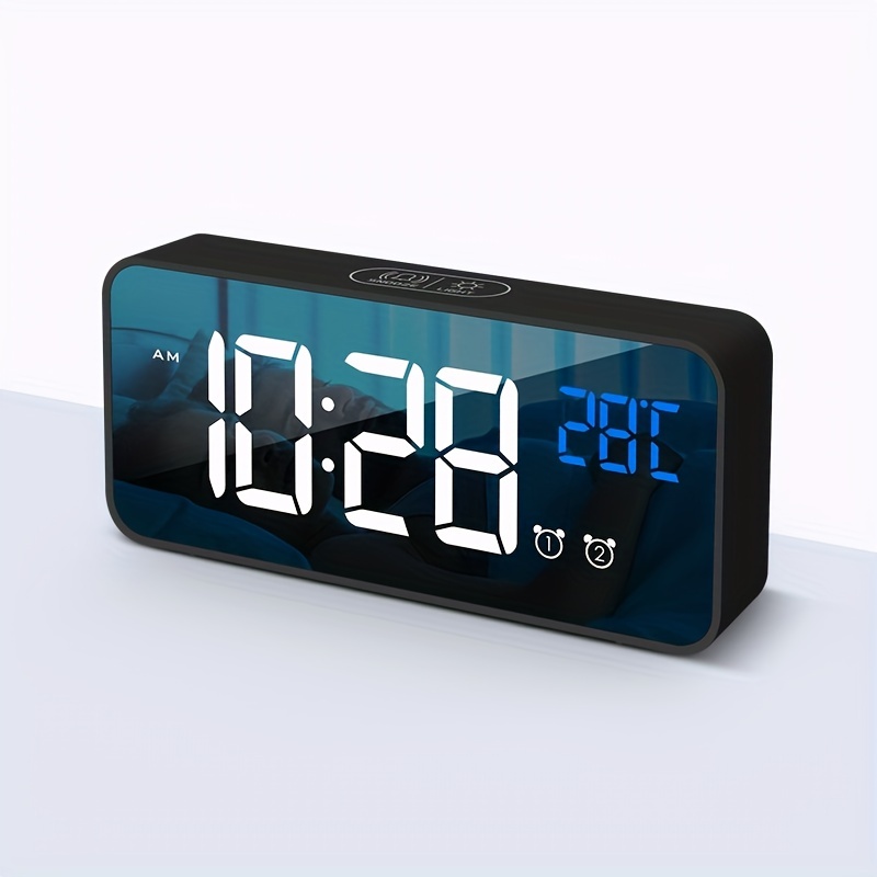 Digital Alarm Clock for Bedroom - 7 Color Night Light + Digital Wooden  Alarm Clock with Dual Alarm,Weekday/Weekend Mode,Adjustable Volume,Humidity  