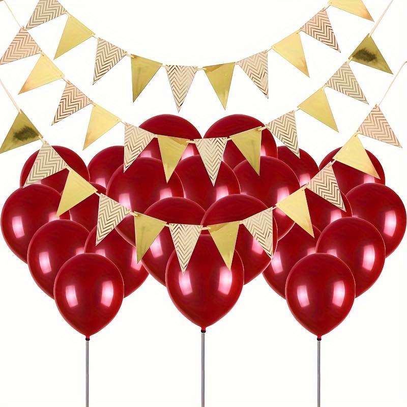 50 globos rojos y dorados, globos de látex gruesos de rubí rojo dorado de  12 pulgadas para decoración de bodas, cumpleaños, baby shower, fiestas