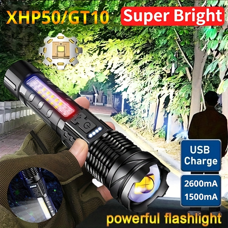 Linterna táctica LED superbrillante, luces de trabajo COB recargables,  linterna LED la más potente de tiro largo, 1000000 lúmenes - AliExpress