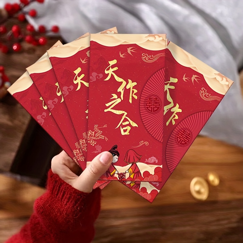 12 Pcs Chinese Red Envelopes,Thank You Cards,Cash Envelopes,Lucky Money Gift Envelopes Red Packet for Spring Festival,New Year,Birthday,Wedding,Baby