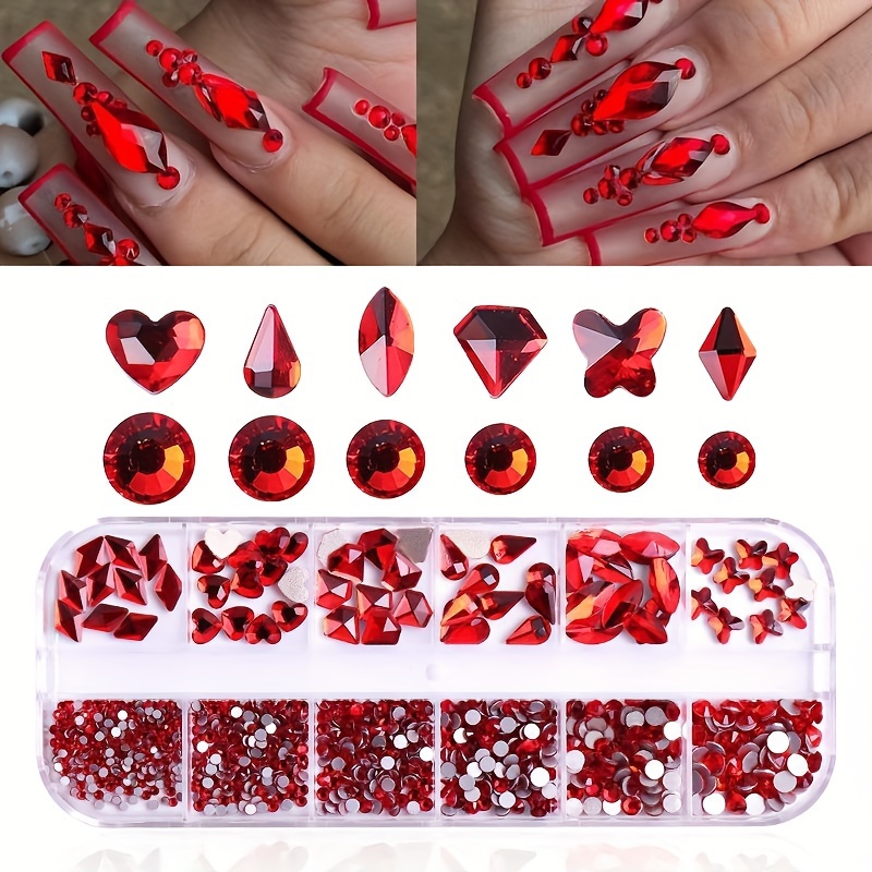 8000pcs Ultra Tiny Red Pixie Crystals for Nails - Micro 1.2mm Rhinestones,  Sugar Nail Crystals, and Faux Diamonds - Mini Ruby Crushed Gems for Acrylic
