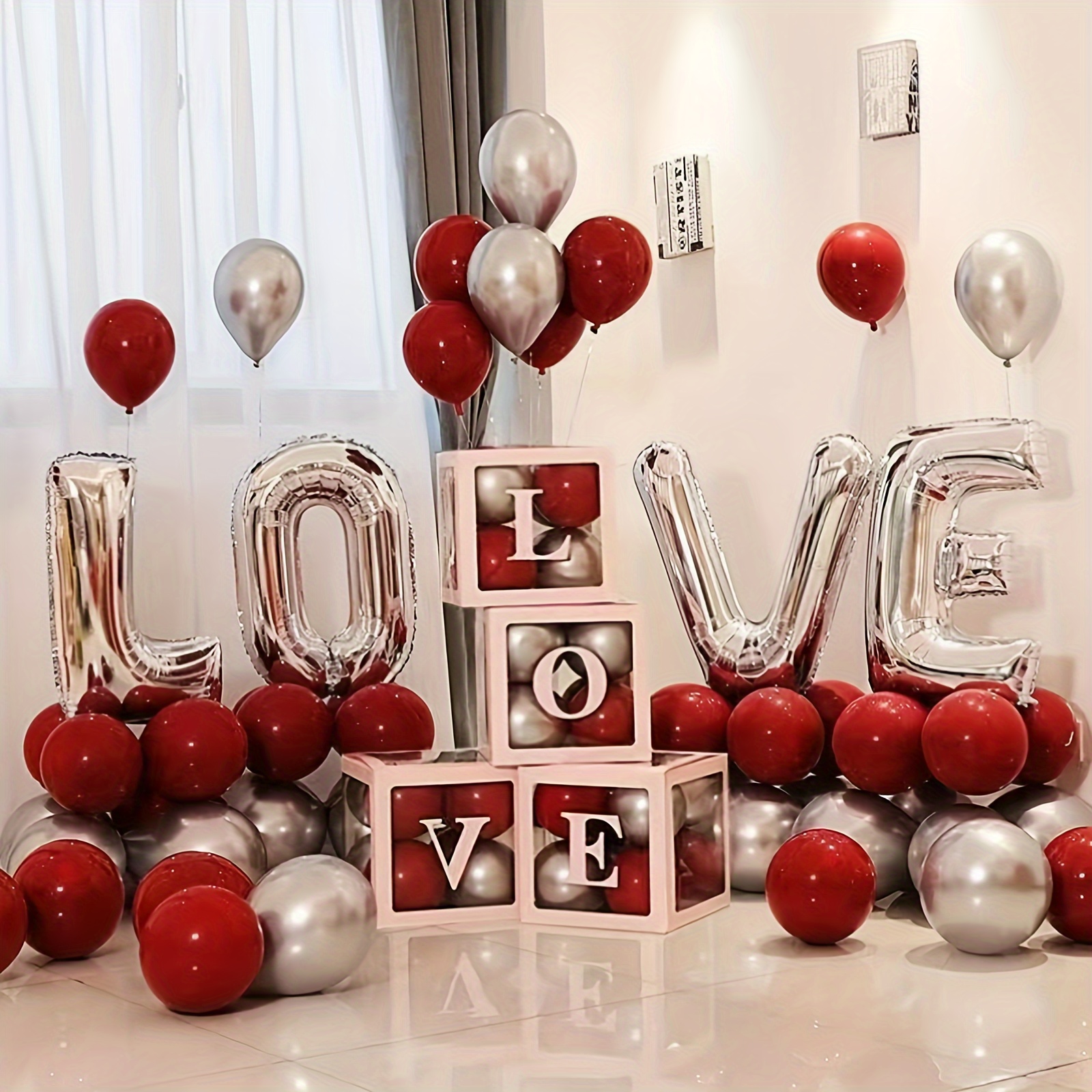 Helio 30 + Bouquet globos corazón rojos de foil - Globofiesta