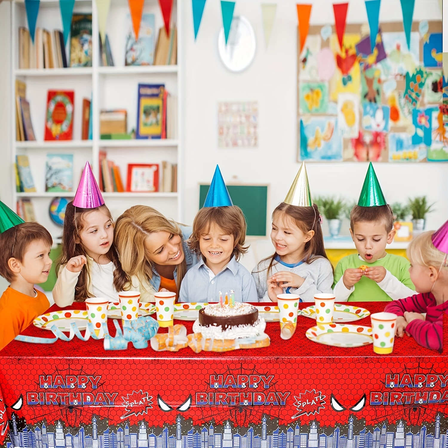Kit de guirnalda de arco de globos de héroe de araña roja, telón de fondo  de araña roja, mantel, decoración de cupcakes, para baby shower,  cumpleaños