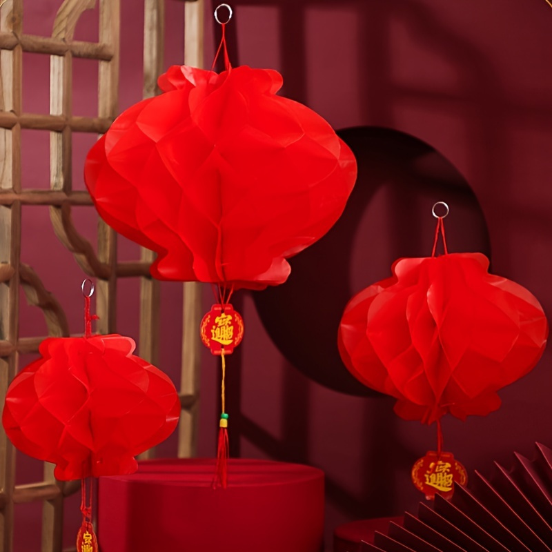 Chinese New Year Deluxe Paper Lanterns 3ct