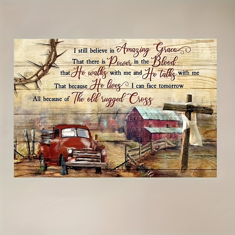 Full Square Diamond Canvas Red Truck Landscape Home Wall - Temu