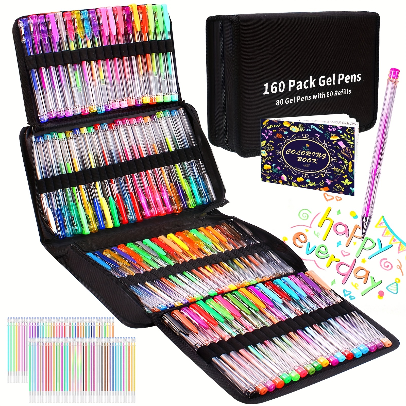 ColorIt 48 Glitter Gel Pens for Adult Coloring Books - New Glitter Co