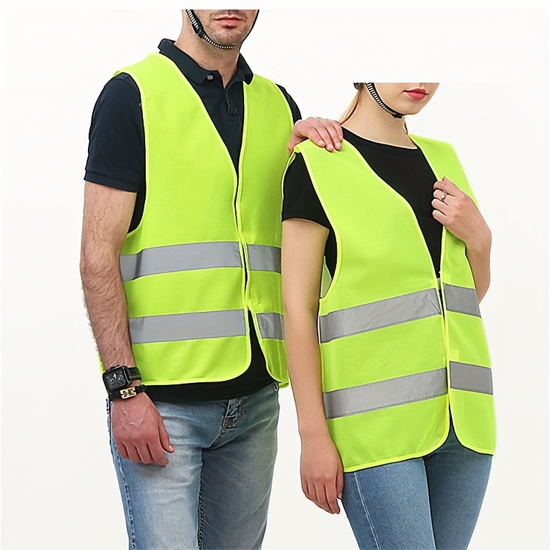 Chaleco reflectante de seguridad de alta visibilidad con bolsillo y  cremallera, perfecto para construcción, resistente y topógrafo (color:  naranja