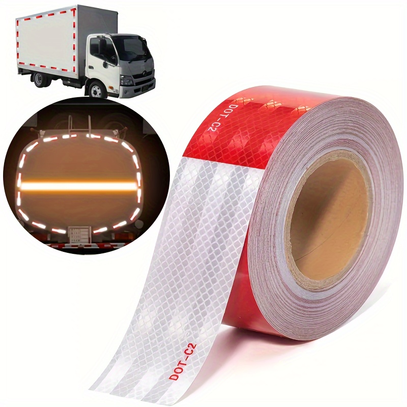 1pza, Cinta reflectante de seguridad DOT-C2 cinta adhesiva roja y blanca  impermeable para remolque, exteriores, automóviles y camiones