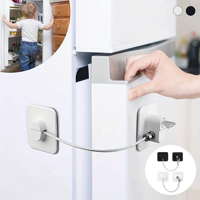 Refrigerator Door Lock with Padlock - White