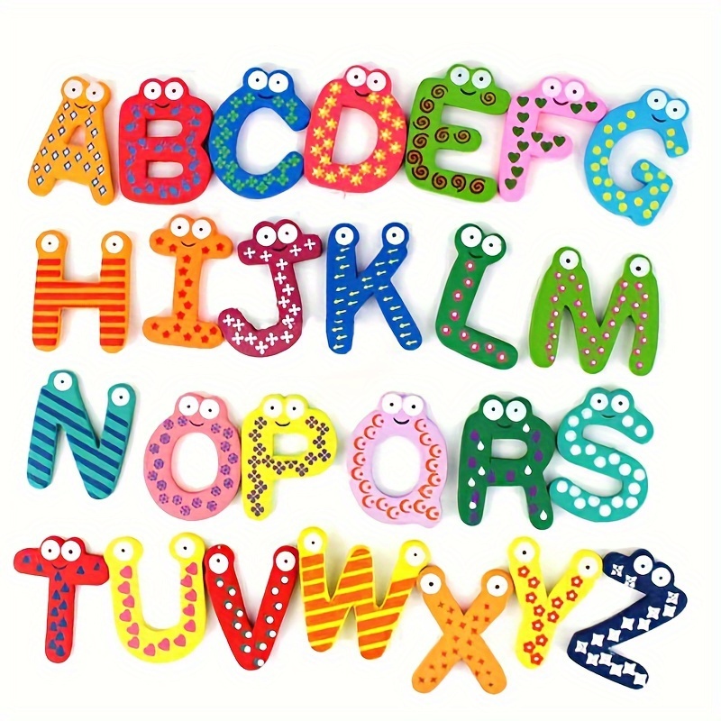 Juego de juguetes de letras y números magnéticos: imanes magnéticos fuertes  de 26 piezas de alfabeto coloridos para niños pequeños - Imanes educativos