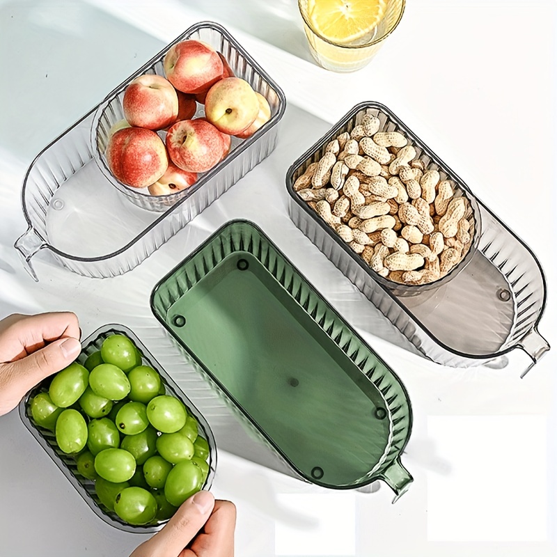 3pcs/15.22oz/21.98oz/32.12oz, Containers, Fruit Storage Containers For  Fridge, Fresh Vegetable Saver Sealed Box, Containers With Drain Plate, For