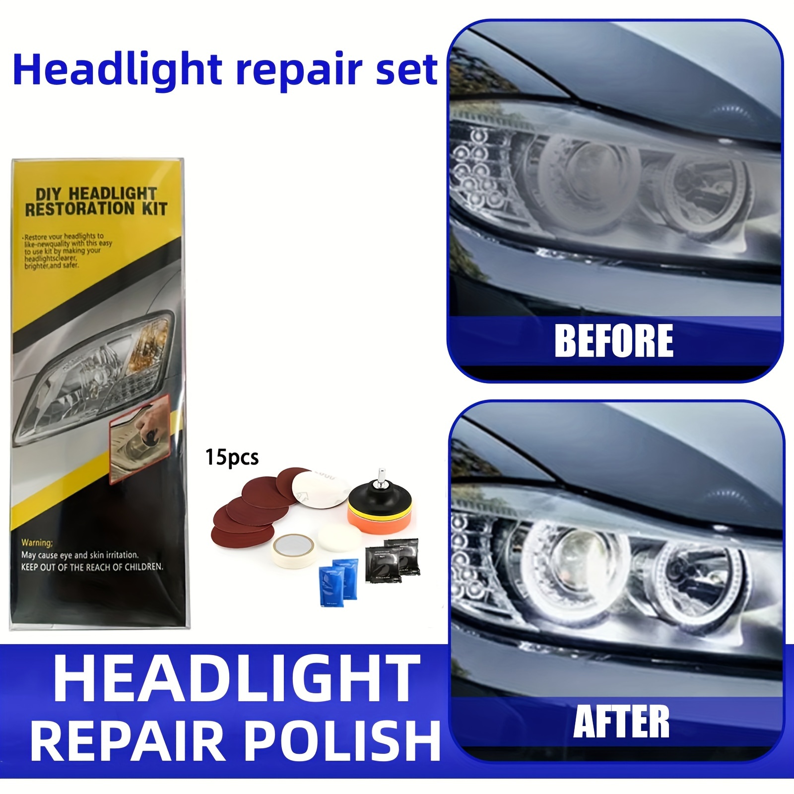 Car Headlight Restoration Remove Yellow Oxidize Paste Polymer For Headlamps  Repair Polish Kit Auto Light Protective Coating Set
