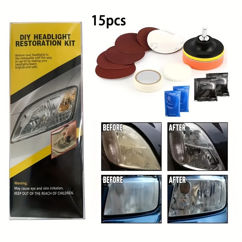 Ceramic Headlight Restoration Kit,Car Headlight Cleaner and Restorer  Kit,Headlight Lens Cleaner,Headlamp Cleaner Restorer,and Polish Cloudy  Lights Taillights Fog Lights Directional Lights (30 ml)