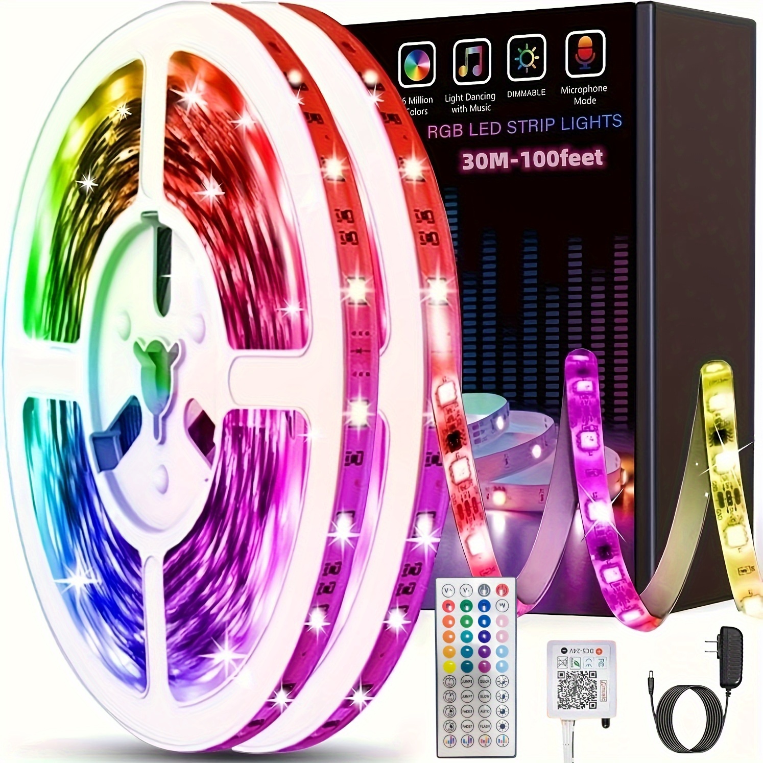 DAYBETTER Smart WiFi Led Strip Lights Work with Alexa Google Assistant App  Control, Suitable for christmas decorations, festival, Party, 12V -32.8