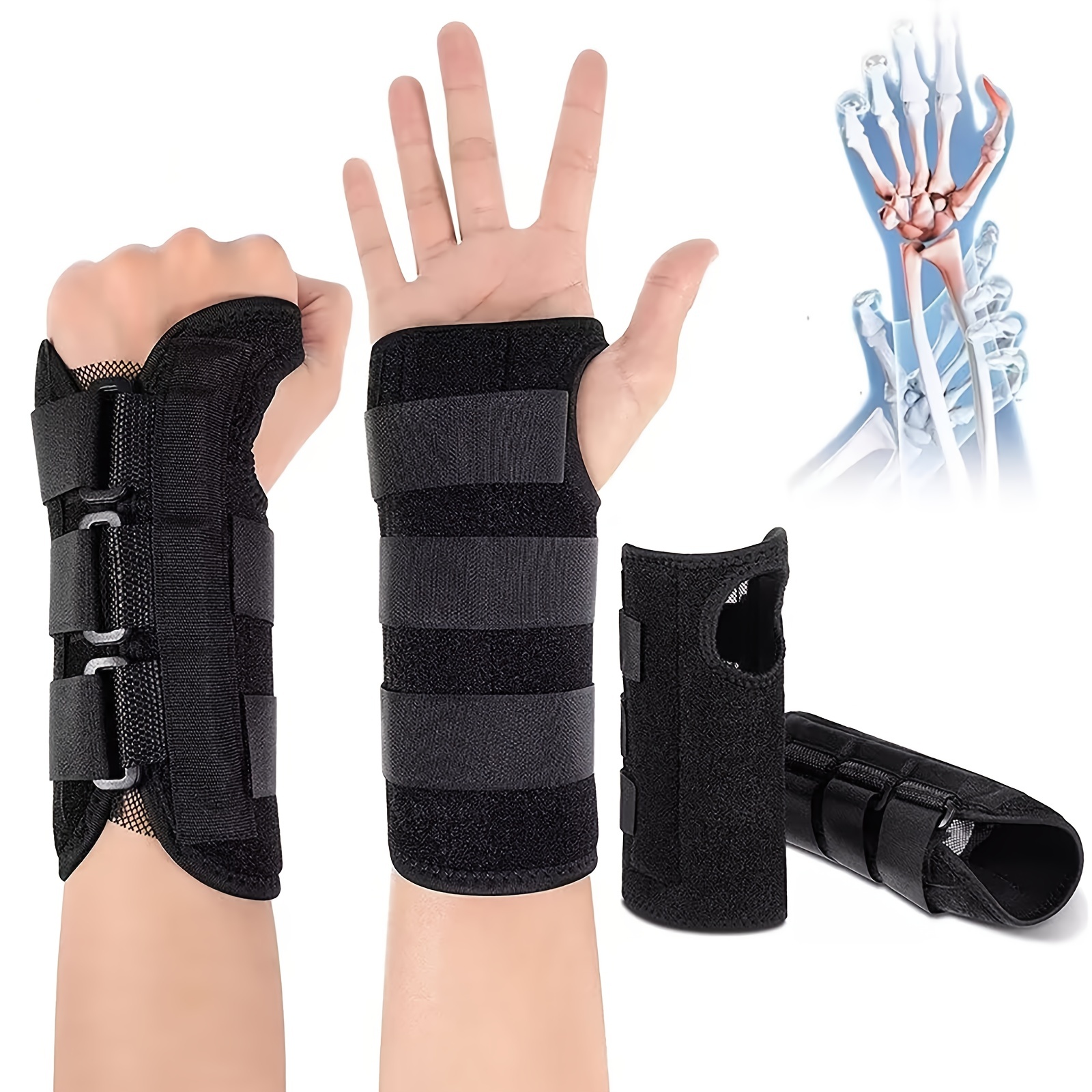 Attelle Bandage Poignet 1 Paire, Noir Poignet Musculation de Force Support  Bandage élastique , Idéal pour Douleurs Articulair