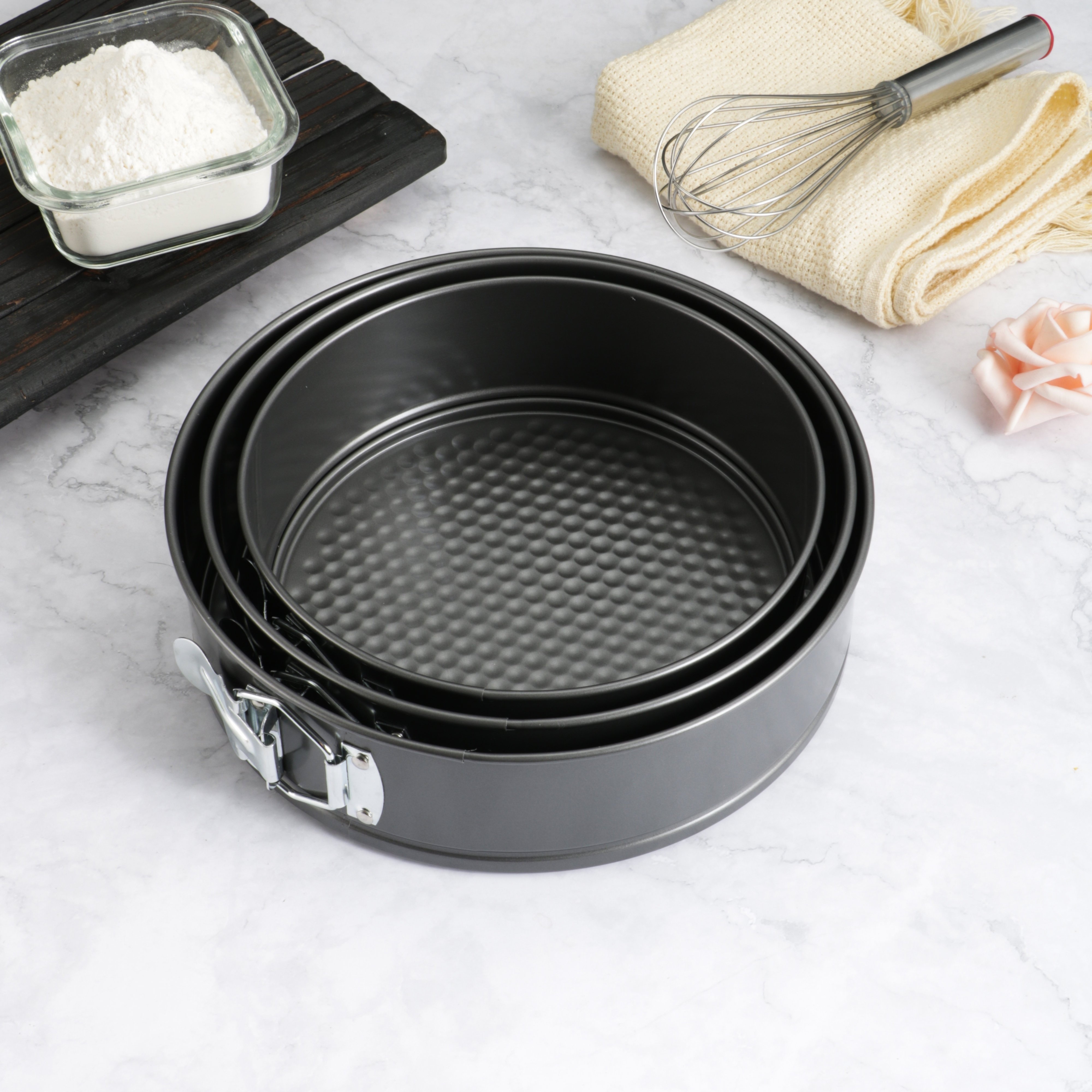 7 Inch Springform and Bundt Pans, Non-stick Cheesecake and Ice-Cream Cake  Bakeware,Carbon Steel Tube Pan 2 in 1 with Removable Bottom and