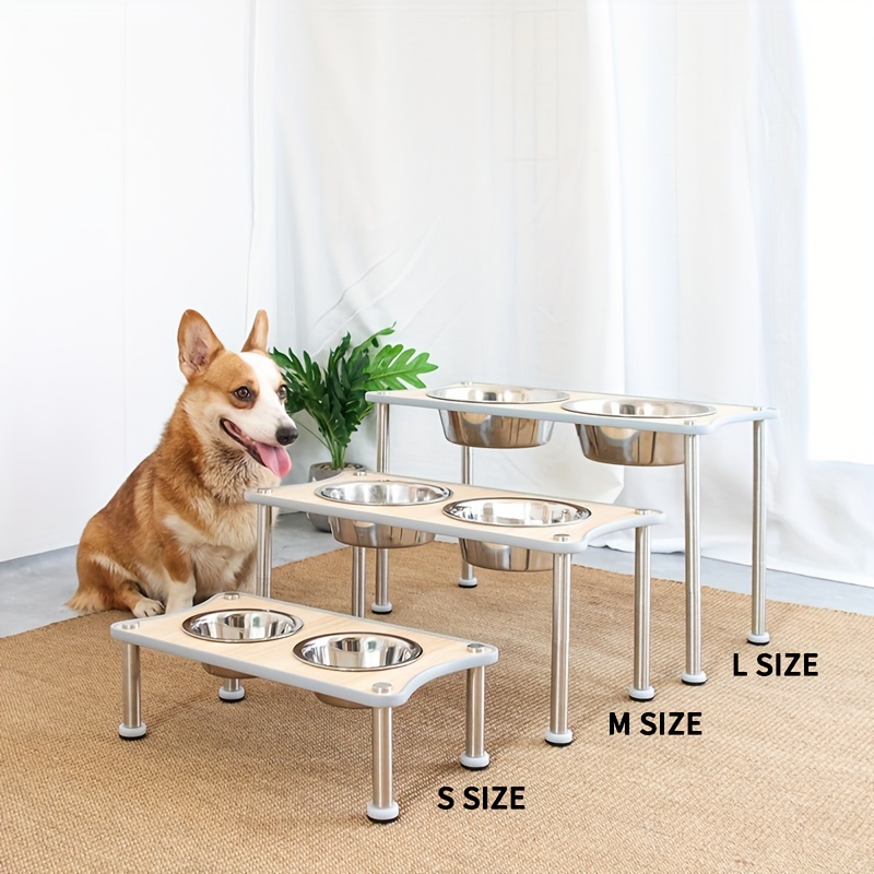 Ymiko Large Elevated Feeder,Dog Bowl Tray Pet Dining Table Double Stainless  Steel Bowl Dog Feeder Non‑Slip Pet Bowl,Raised Pet Bowl