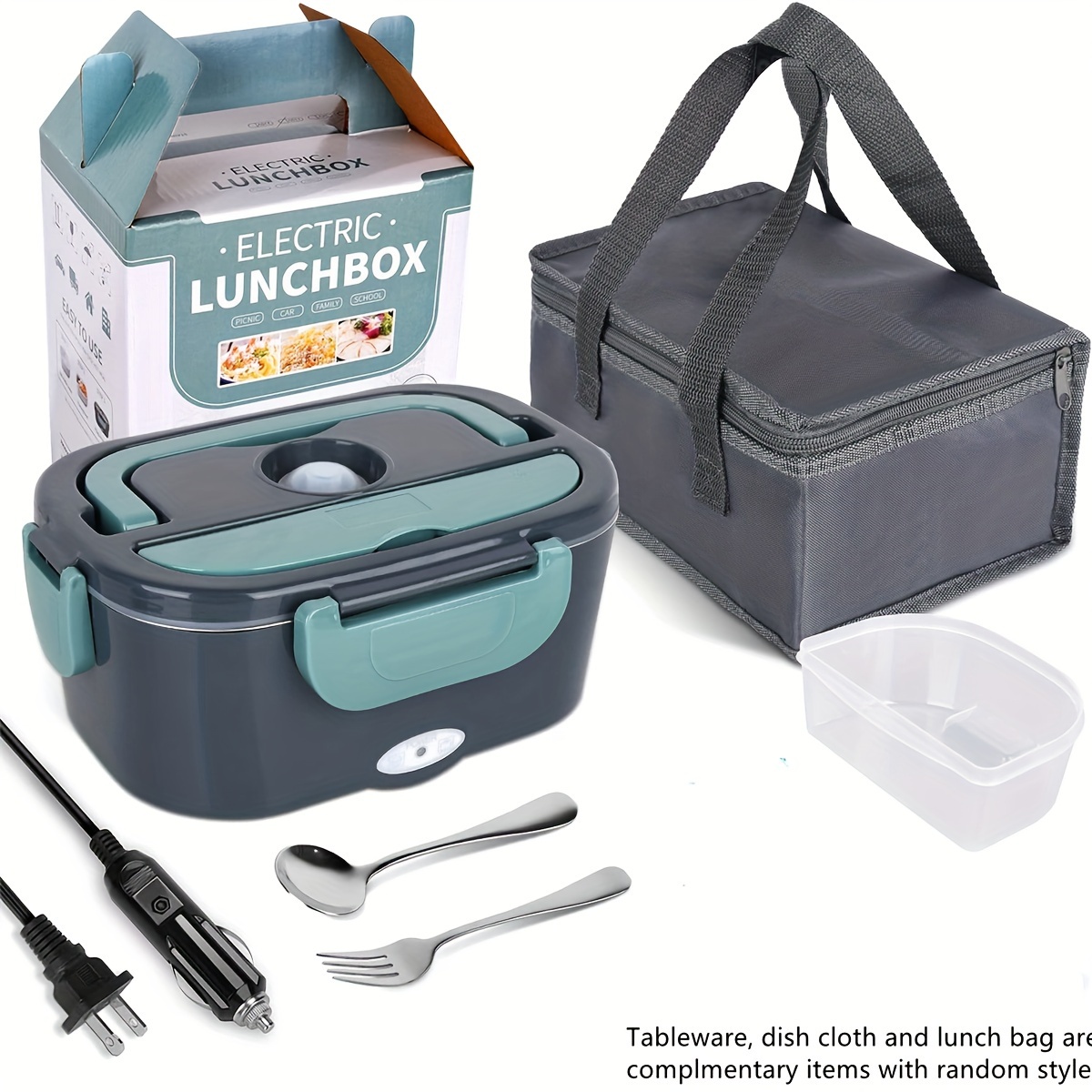 Portable 18/8 Stainless Steel Insulated Lunch Box With Bag & Spoon,  Microwaveable Food Container, 1set 4pcs/pack
