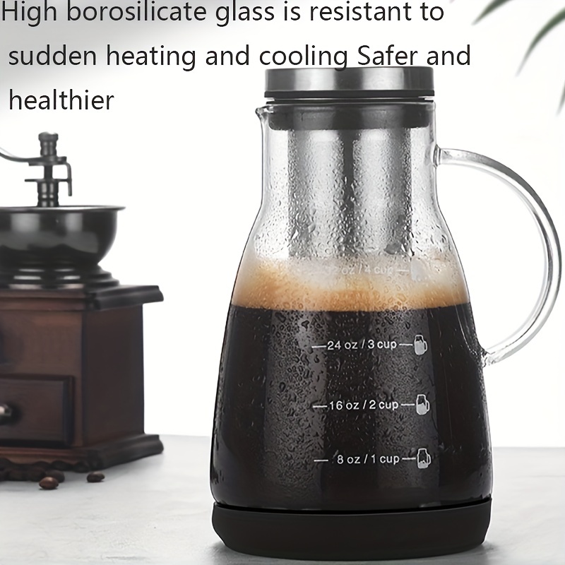 Large Cold Brew Coffee Maker - 1.5 Quart Iced Coffee Maker - Glass Coffee  Carafe With Removable Stainless Steel Filter - Fruit infuser pitcher