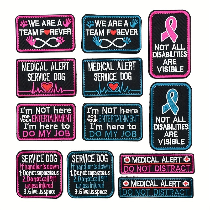 2PCS Set Service Dog Patches Do Not Pet Medical Alert ESA Therapy Not All  Disabilities Are Visible Dog Badge Patches for Dog Vest Harness Backpack  Embroidered Badge Fastener Hook & Loop Emblem
