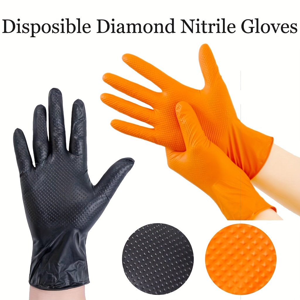 Diamond Pattern Nitrile Gloves Industrial Waterproof Oil - Temu