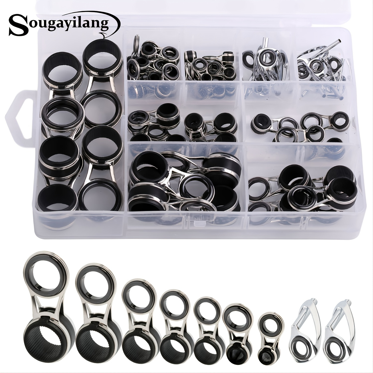 Cheap 7Pcs/Set Mixed Size Fish Pole Repair Kit Line Rings Eyes Fishing Rod  Guide Set